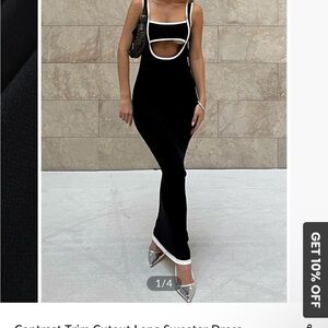 Commense Black and White Backless Dress